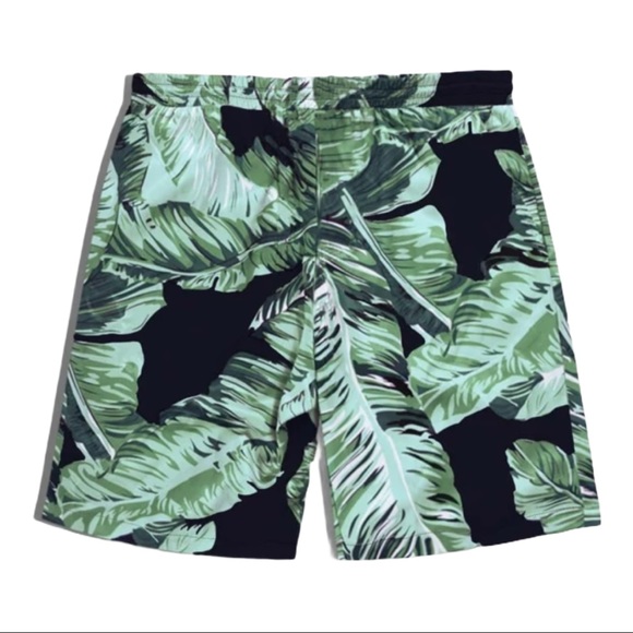 Mens tropical leaf print swim shorts trucks black - Picture 2 of 4